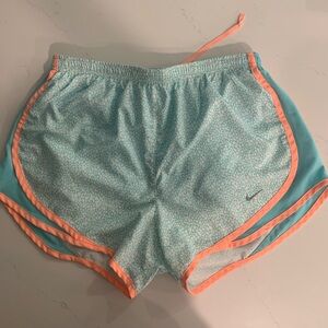 Nike Women's Athletic Shorts in Light Blue and Coral, M
